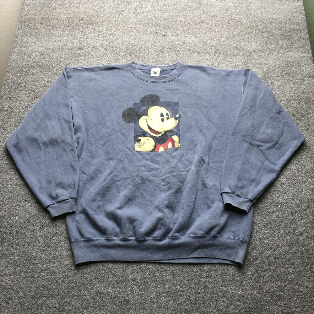 Vintage Disney Catalog Sweatshirt Mens XL Blue Mickey Mouse Graphic Made USA